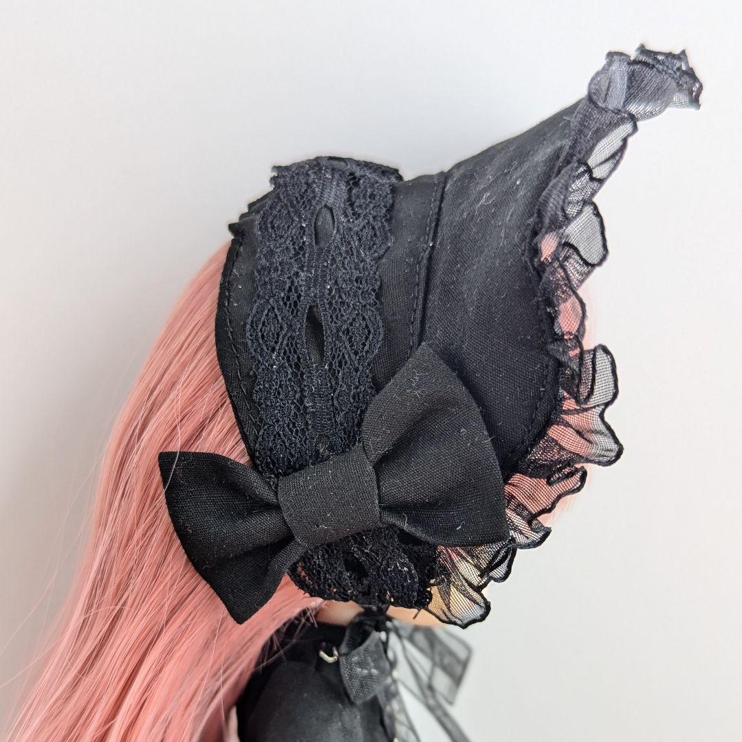 1162【ハルモニアブルーム アウトフィット】黒のロングドレスとハーフボンネット