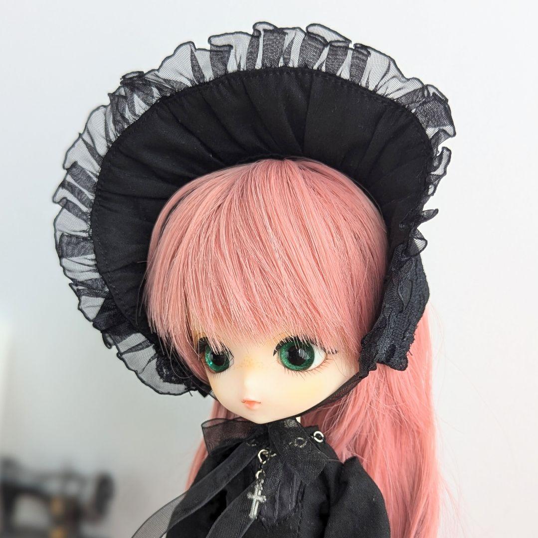 1162【ハルモニアブルーム アウトフィット】黒のロングドレスとハーフボンネット