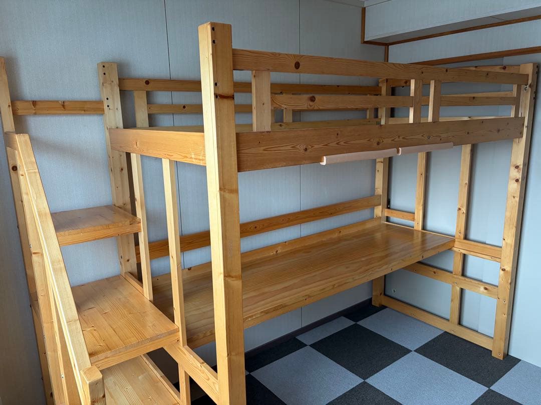 ロフトベッド ハイタイプ 階段式 机付き システムベッド ベッド ロフトタイプ