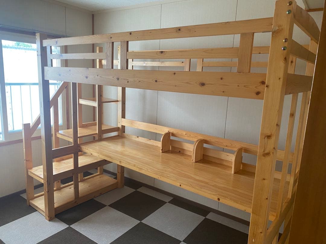 ロフトベッド ハイタイプ 階段式 机付き システムベッド ベッド ロフトタイプ