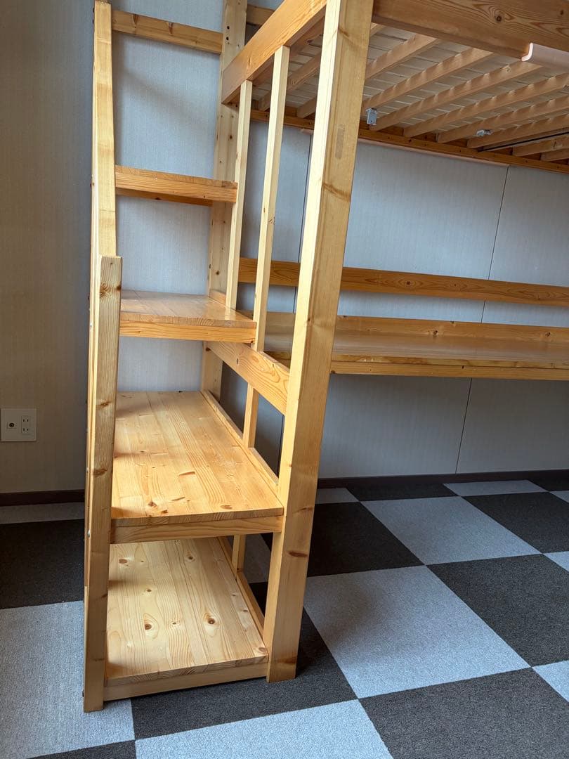 ロフトベッド ハイタイプ 階段式 机付き システムベッド ベッド ロフトタイプ