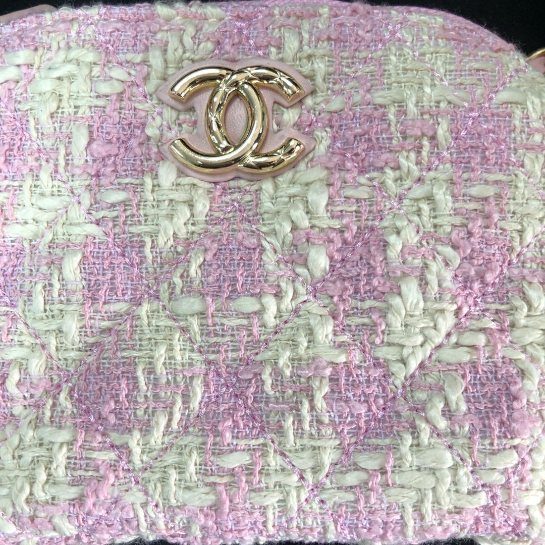 【新品・限定】二つ折り財布 ピンクツイード