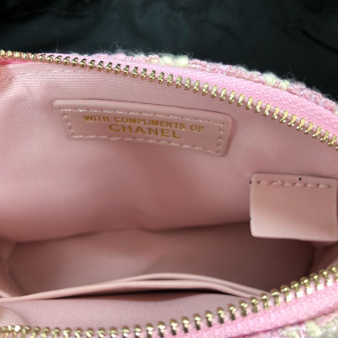 【新品・限定】二つ折り財布 ピンクツイード