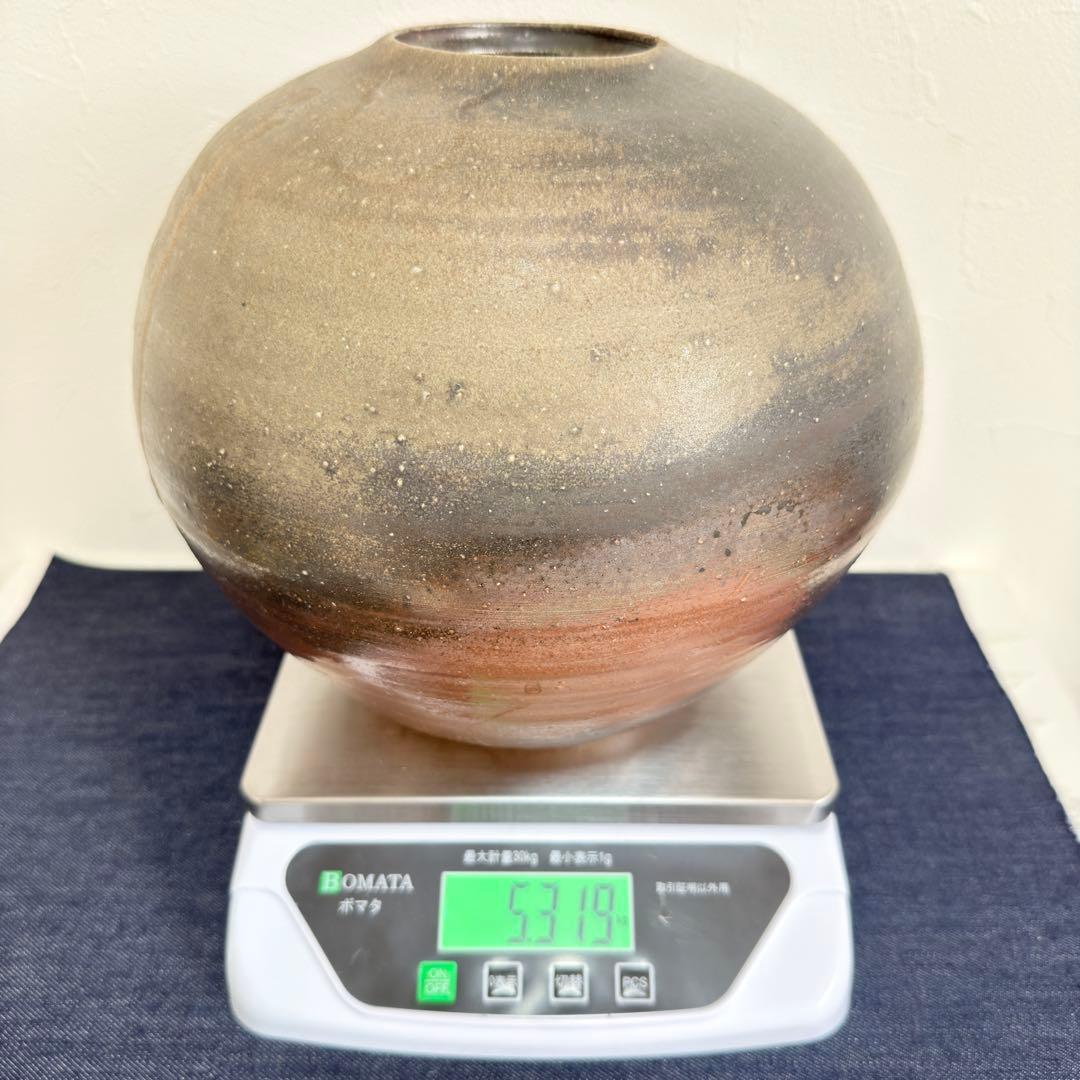 【人間国宝級】信楽焼 五代 上田直方 大壺 矢印銘 滋賀県無形文化財 自然釉