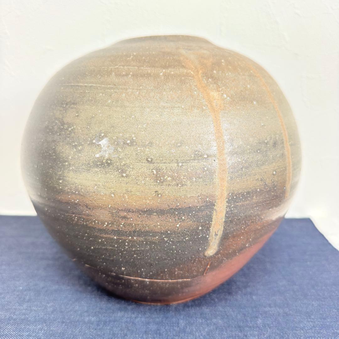 【人間国宝級】信楽焼 五代 上田直方 大壺 矢印銘 滋賀県無形文化財 自然釉