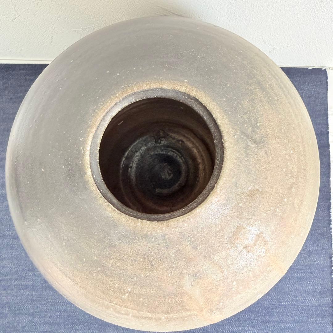 【人間国宝級】信楽焼 五代 上田直方 大壺 矢印銘 滋賀県無形文化財 自然釉