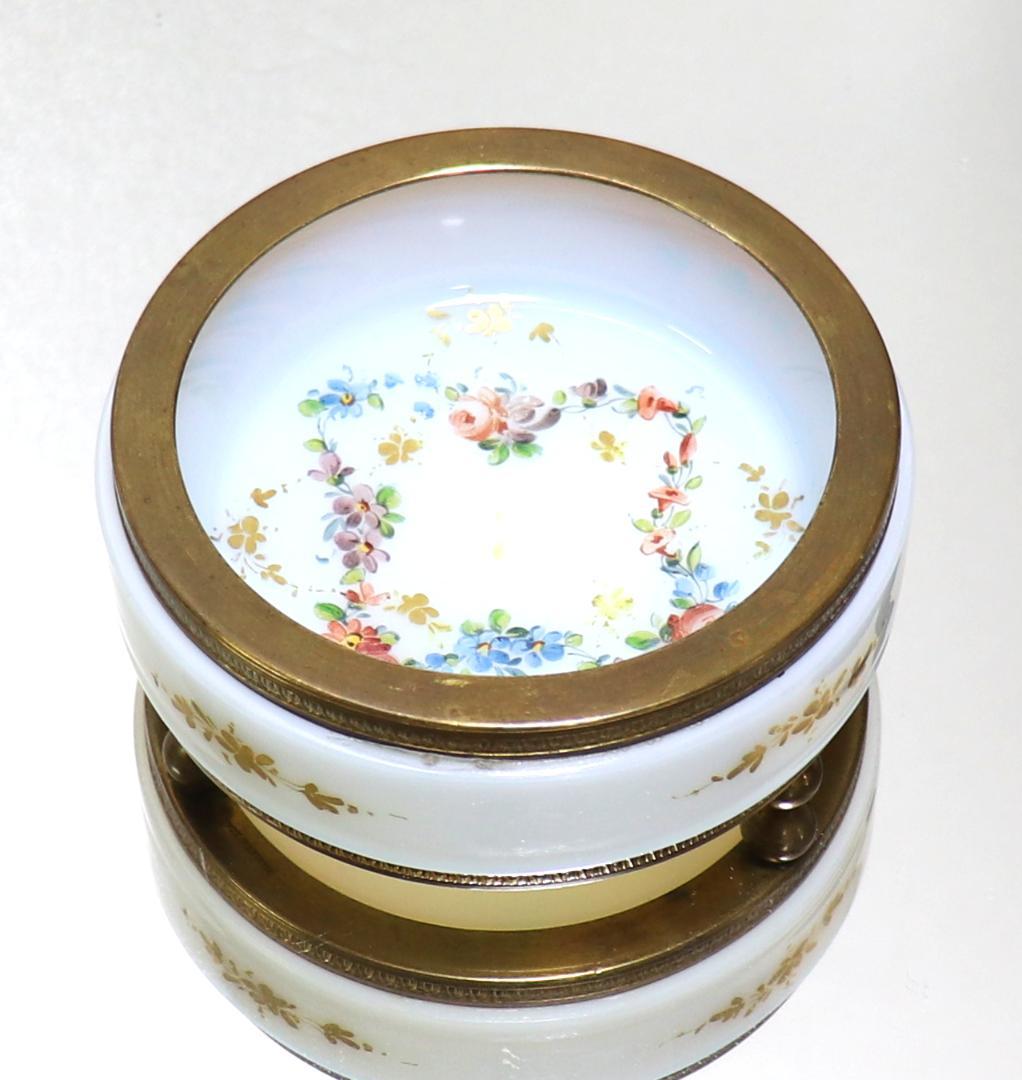 オールド・バカラ エナメル彩金彩薔薇文ブロンズ装飾オパーリンクリスタル製灰皿