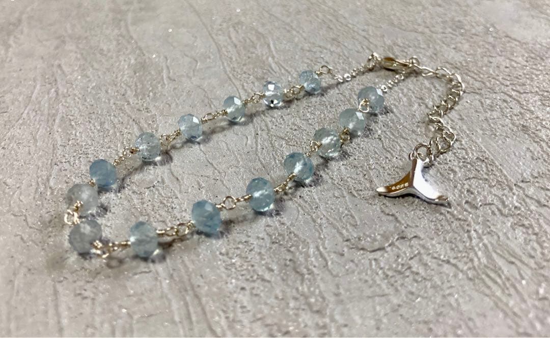 No.2078★SV925天然石￼￼アクアマリンのブレスレット