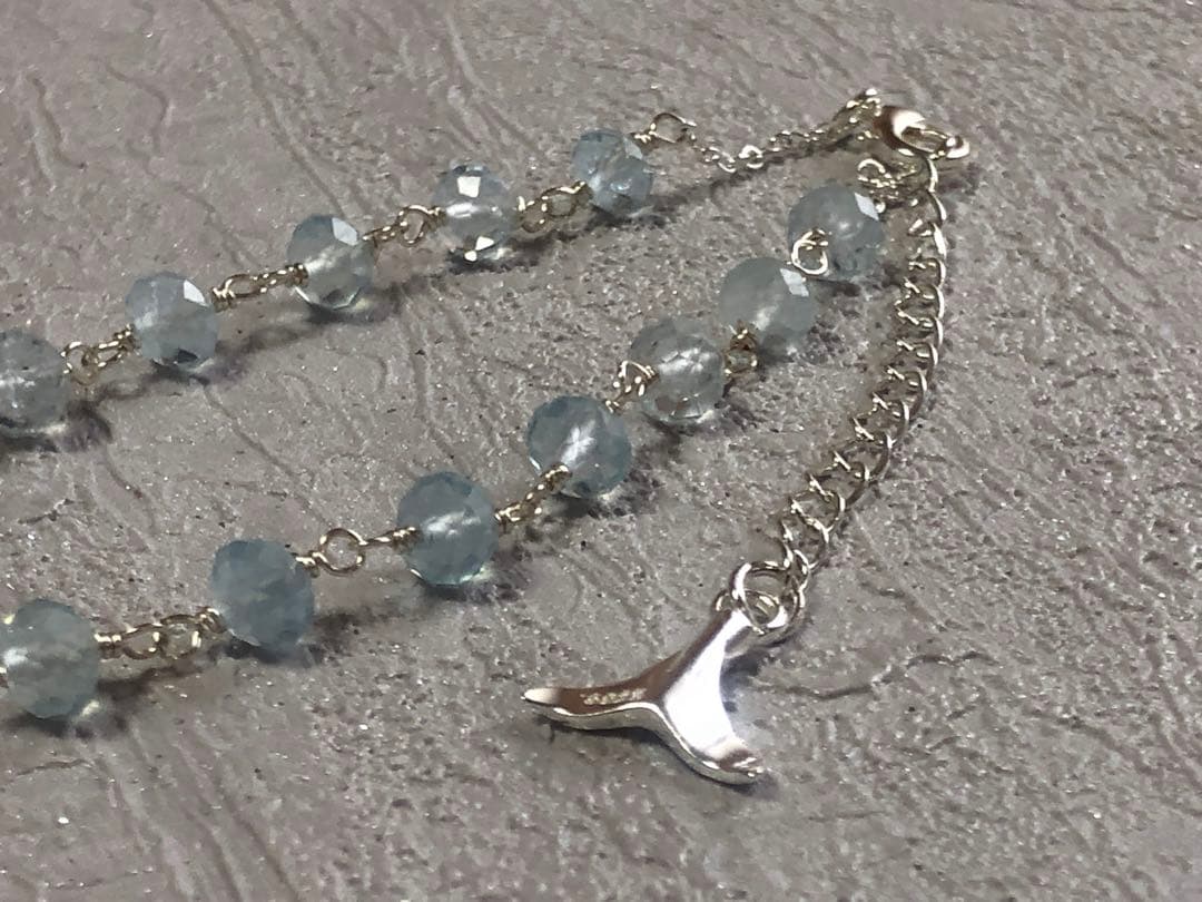 No.2078★SV925天然石￼￼アクアマリンのブレスレット