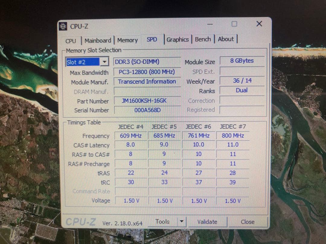 ②美品Transcend DDR3 16GB(8GBX2枚)1600MHzメモリ