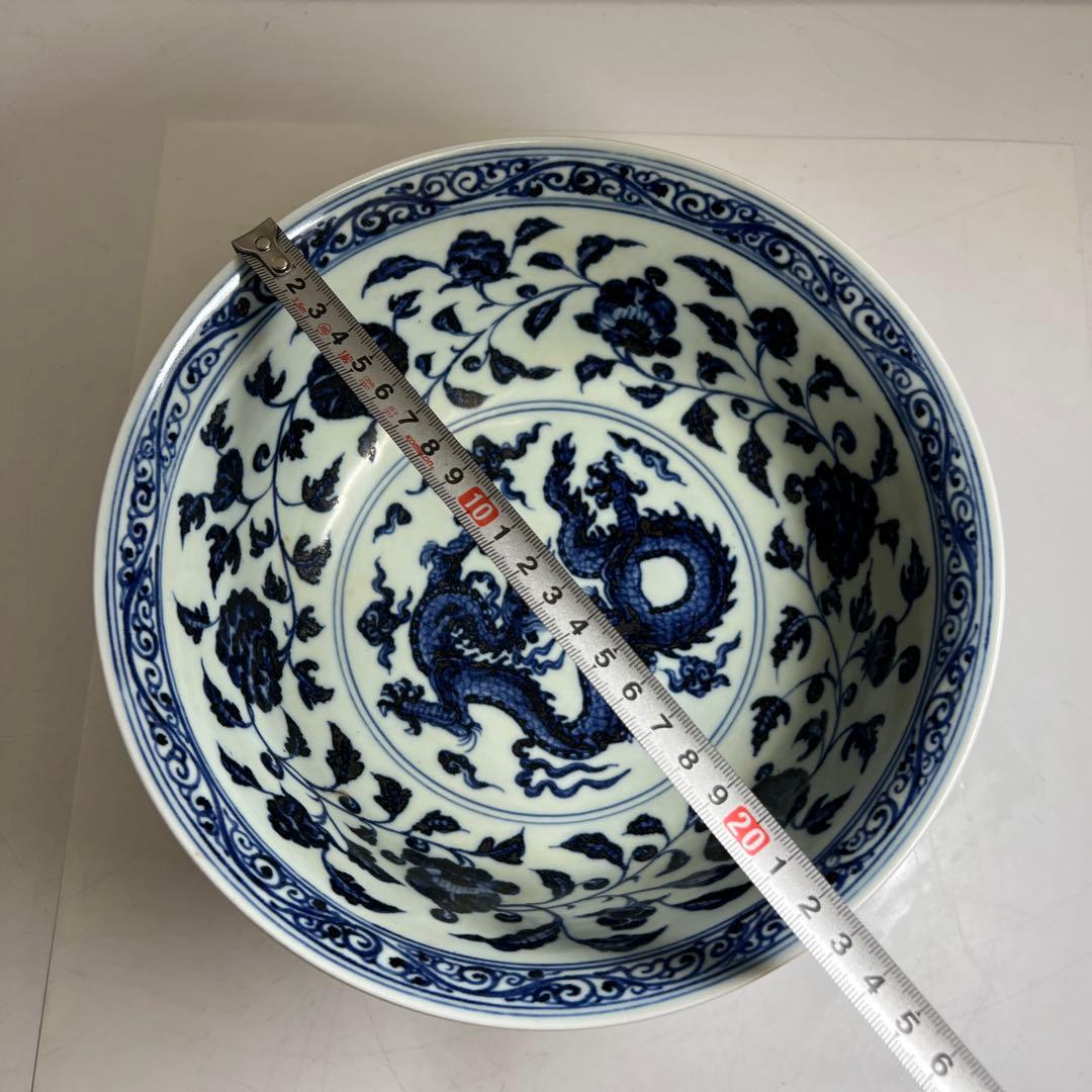 専用　中国美術　大明宣徳年製　青花大鉢　口径約23㎝　東Y8-0312⑤タルオ