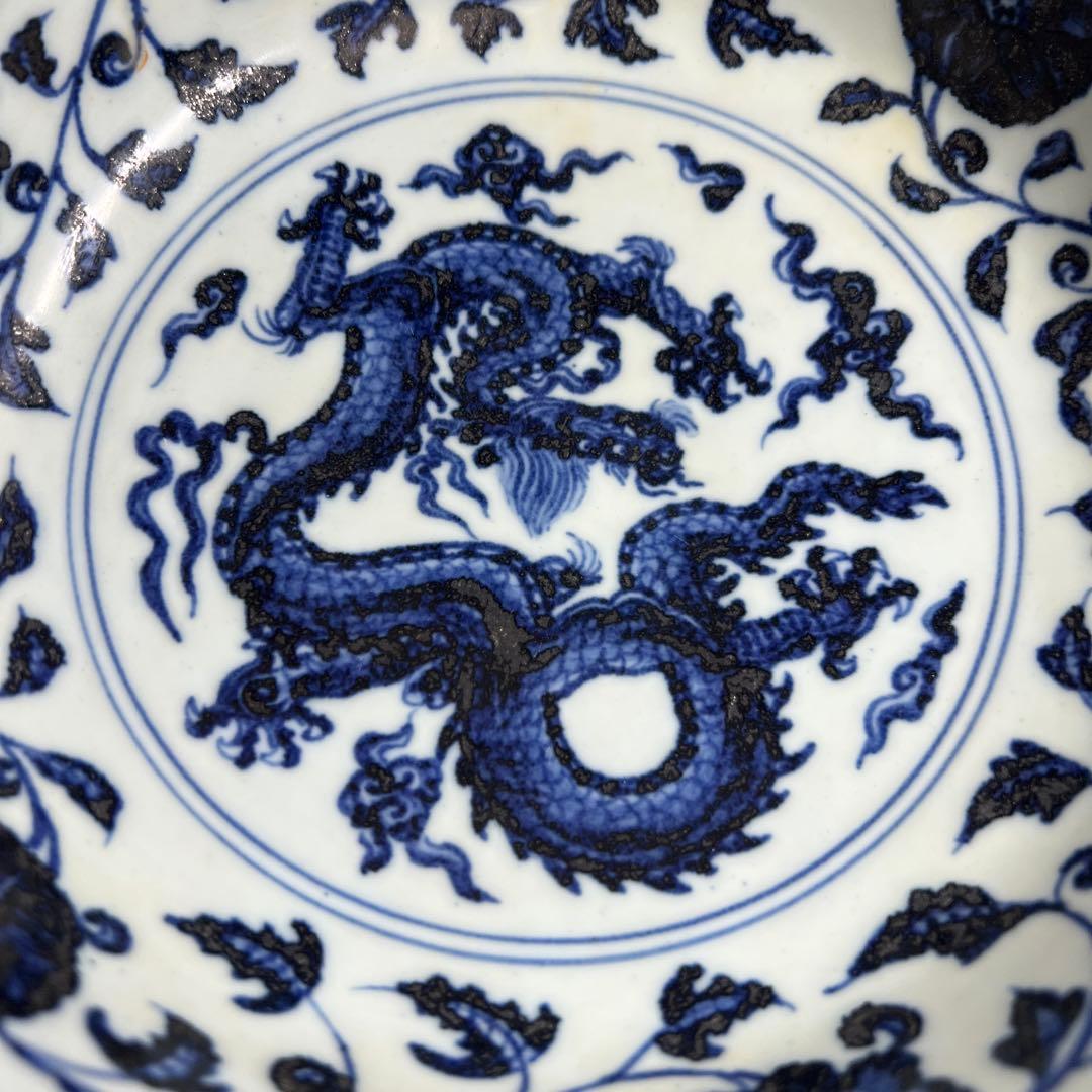 専用　中国美術　大明宣徳年製　青花大鉢　口径約23㎝　東Y8-0312⑤タルオ