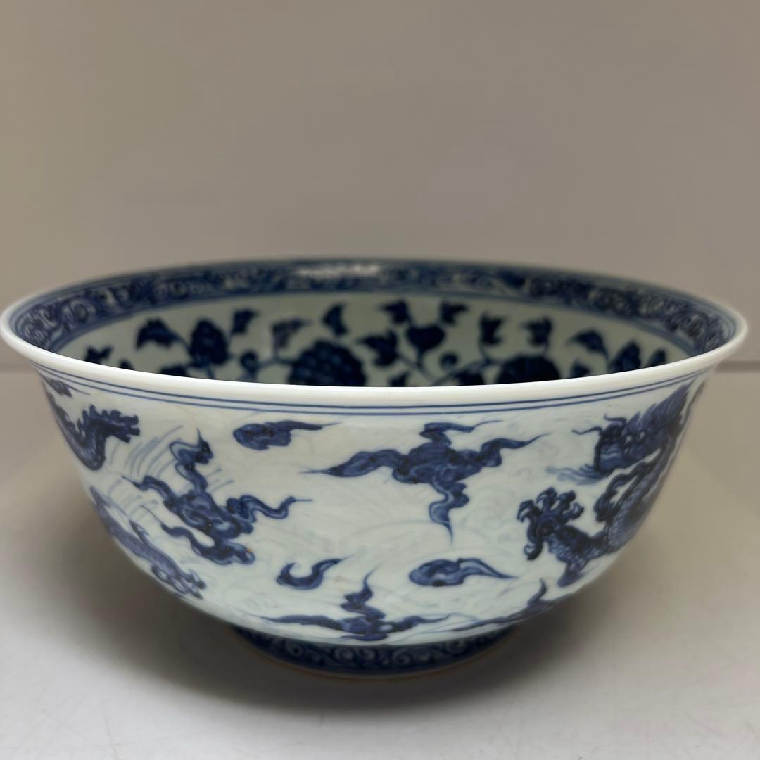 専用　中国美術　大明宣徳年製　青花大鉢　口径約23㎝　東Y8-0312⑤タルオ