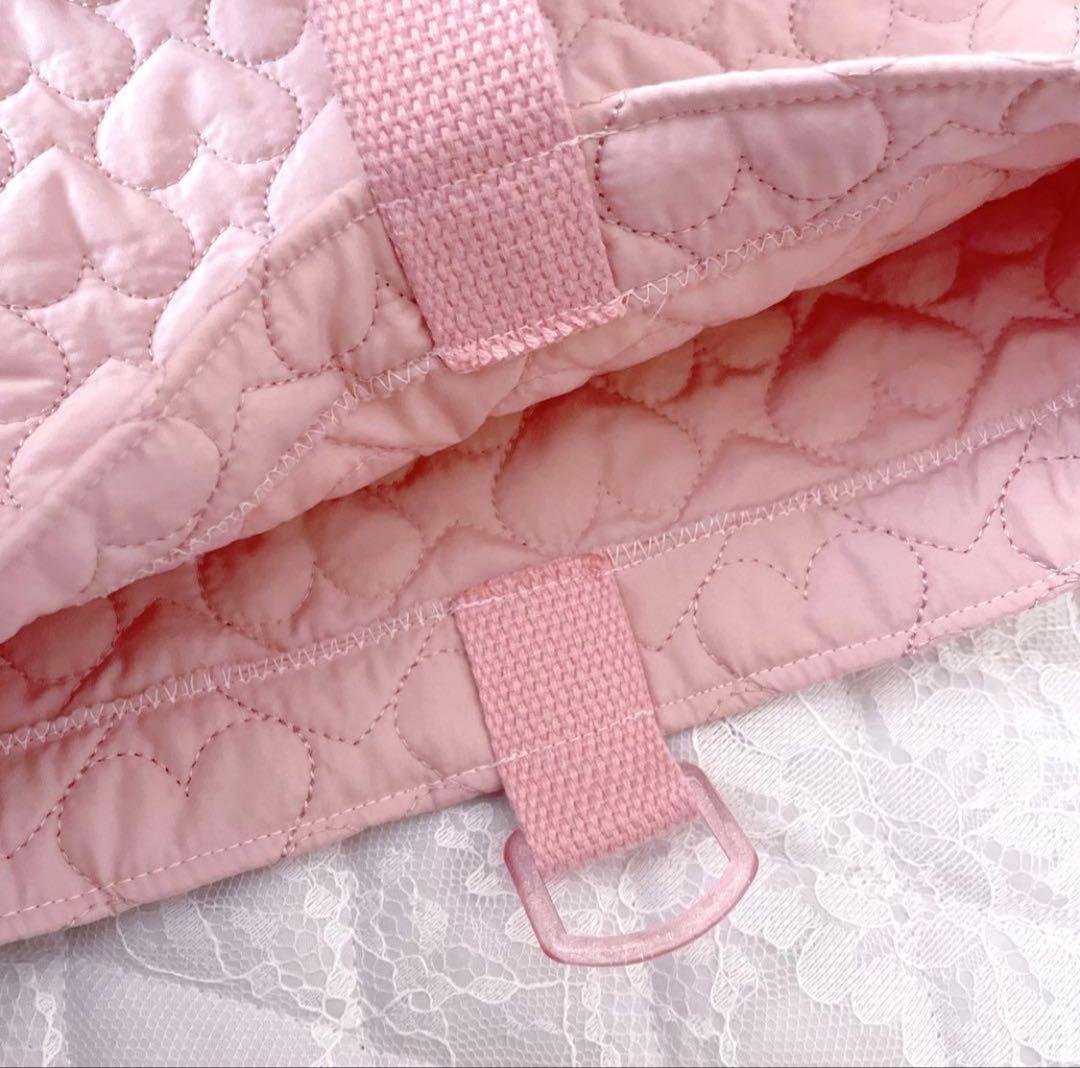 レッスンバッグ.体操服入れ.上靴袋3点セット♡ハート柄キルト(コーラルピンク)