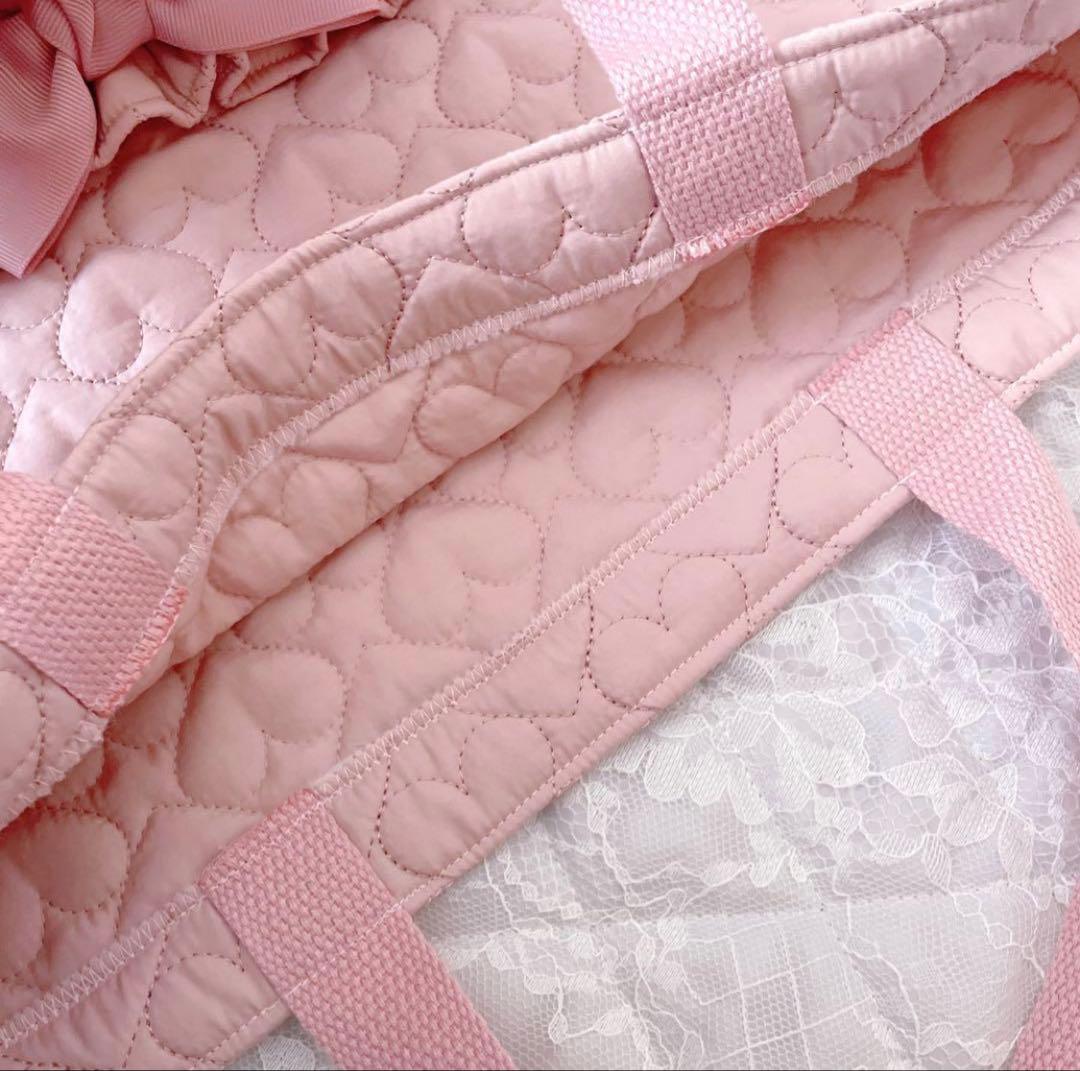 レッスンバッグ.体操服入れ.上靴袋3点セット♡ハート柄キルト(コーラルピンク)