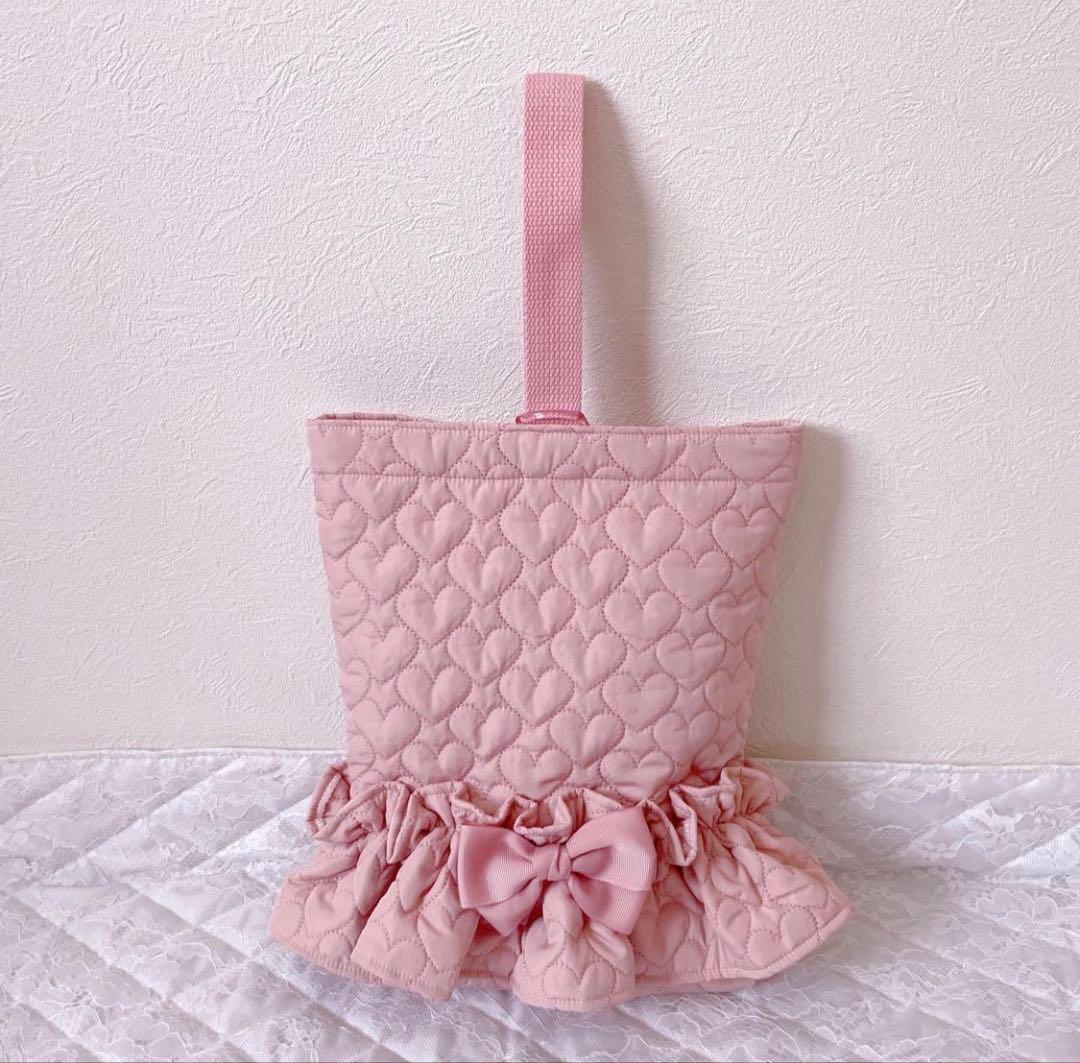 レッスンバッグ.体操服入れ.上靴袋3点セット♡ハート柄キルト(コーラルピンク)