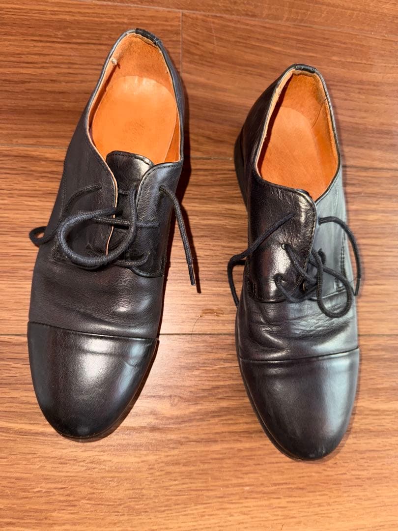 黒 レースアップシューズ レザー