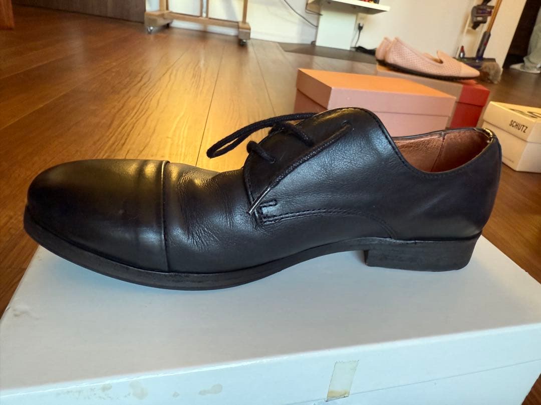 黒 レースアップシューズ レザー