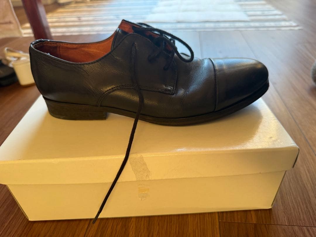 黒 レースアップシューズ レザー