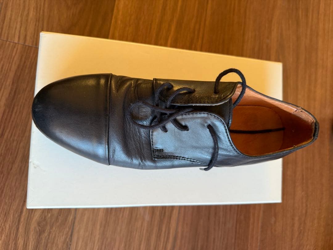 黒 レースアップシューズ レザー