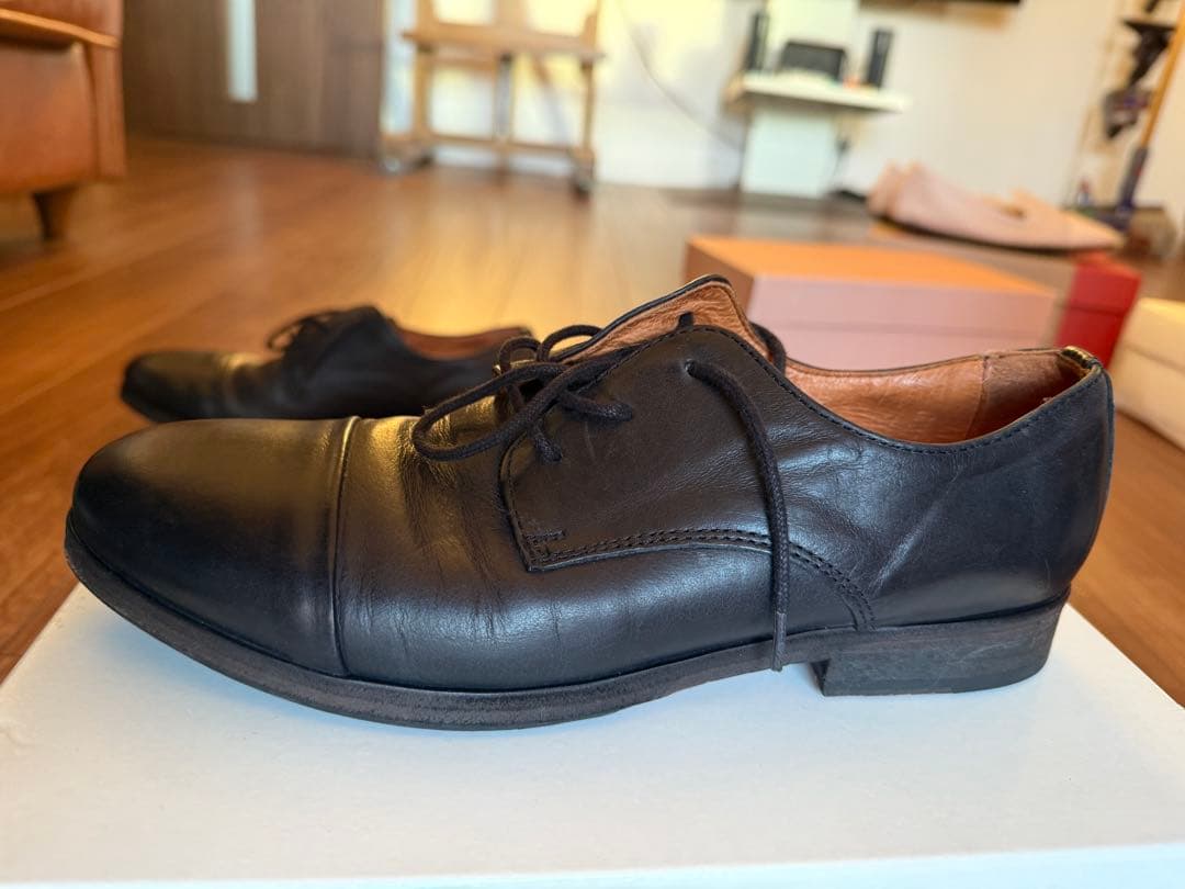 黒 レースアップシューズ レザー