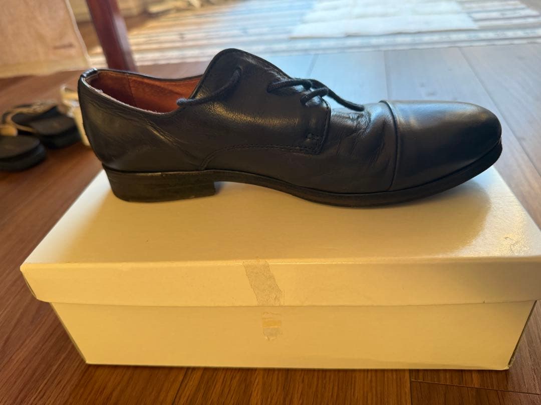 黒 レースアップシューズ レザー