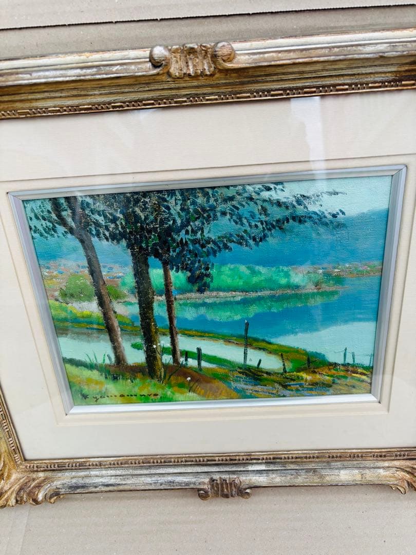 風景画 肉筆 サイン入り 油絵 油彩 額装