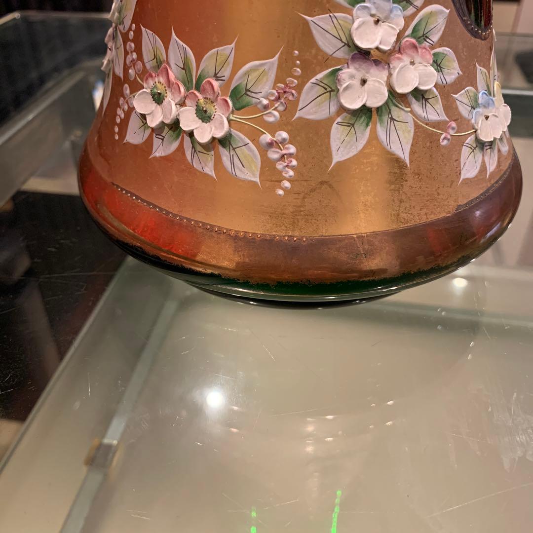 Bohemia ボヘミアングラス フラワーベース　花瓶　ロングタイプ　グリーン