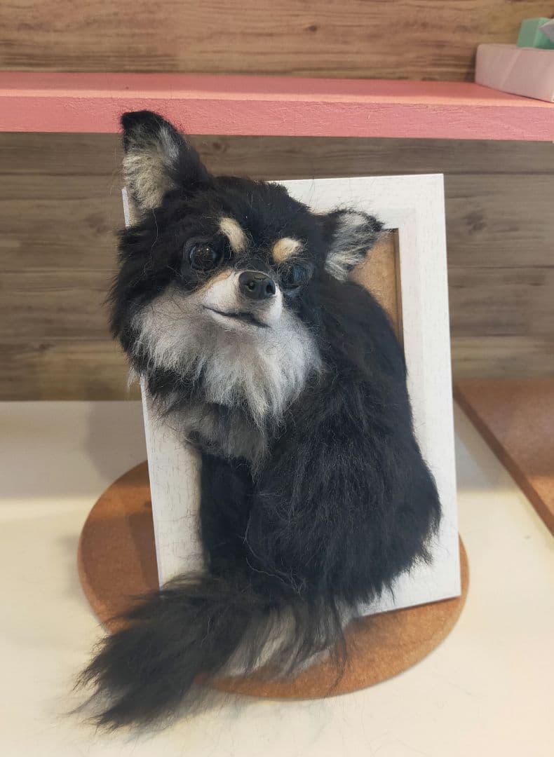 羊毛フェルト　ハンドメイド　犬　チワワ　フレーム
