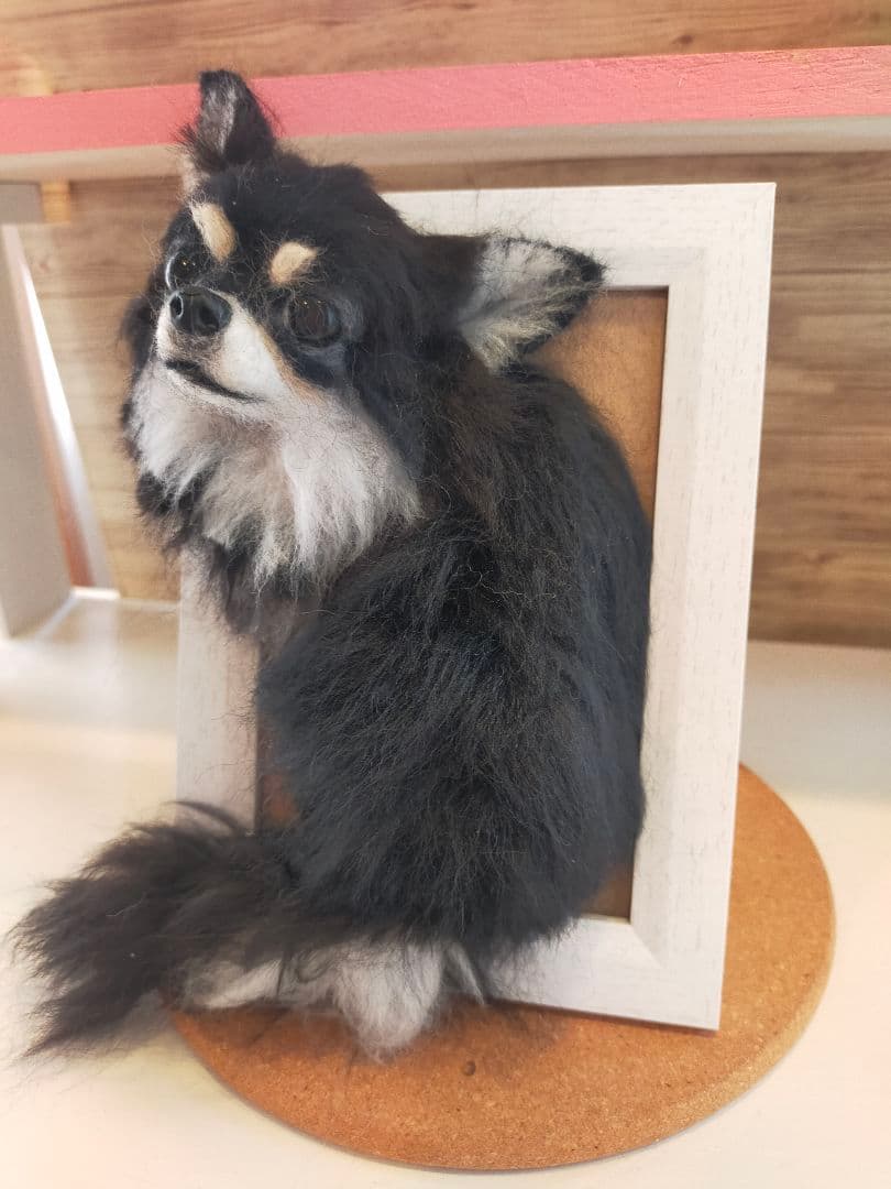 羊毛フェルト　ハンドメイド　犬　チワワ　フレーム