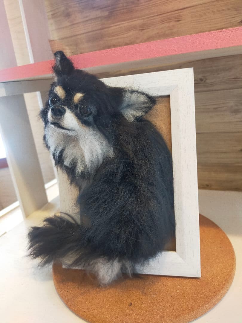 羊毛フェルト　ハンドメイド　犬　チワワ　フレーム