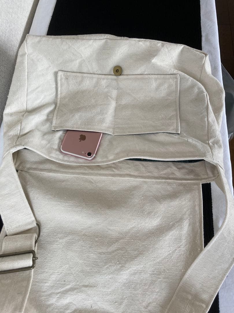 昭和の学生カバン　ホワイトショルダーバッグ