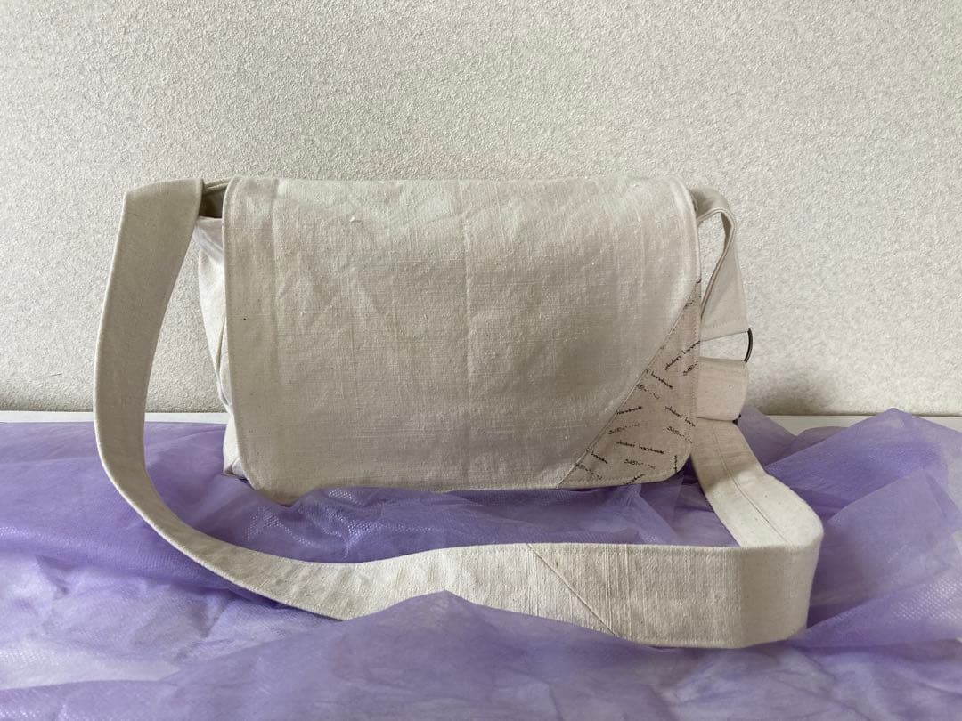 昭和の学生カバン　ホワイトショルダーバッグ