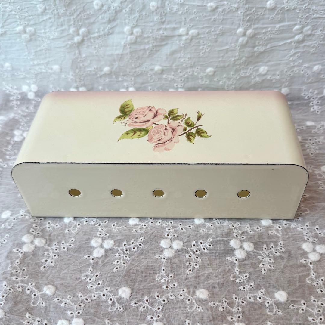 希少レア 旧イマン ダイアナローズ 蓋付きスポンジラック ホーロー 花柄雑貨