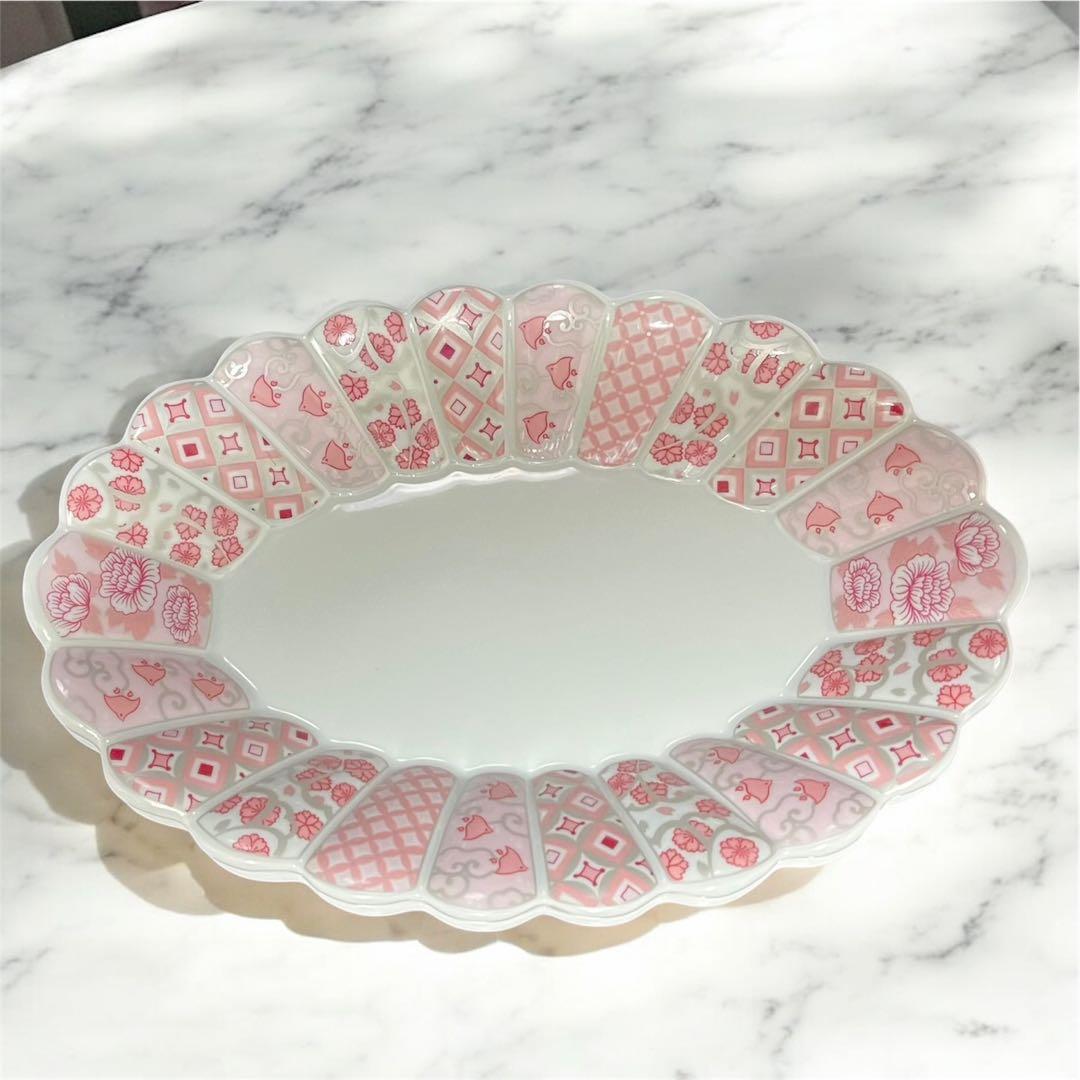 新作　古伊万里 林九郎　作　窯　波佐見焼　有田焼　作家 菊割皿 花離宮 楕円皿大