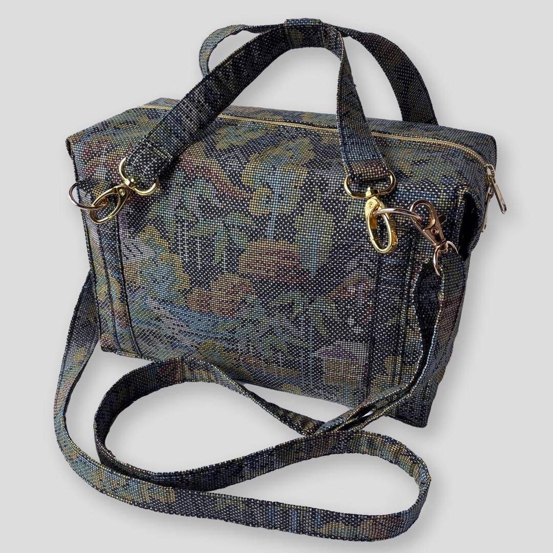 イ*ズ様 大島紬　正絹　リメイク　ミニボストンバッグ　ショルダーバッグ