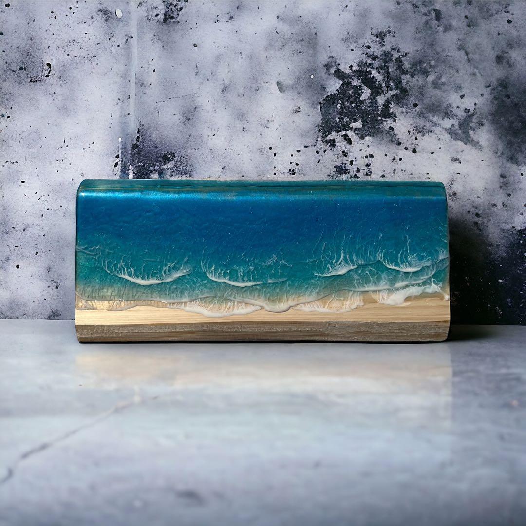 レジンアート　海アート　インテリア　オーシャンアート　ヒノキ