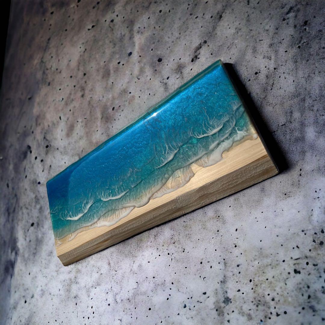 レジンアート　海アート　インテリア　オーシャンアート　ヒノキ