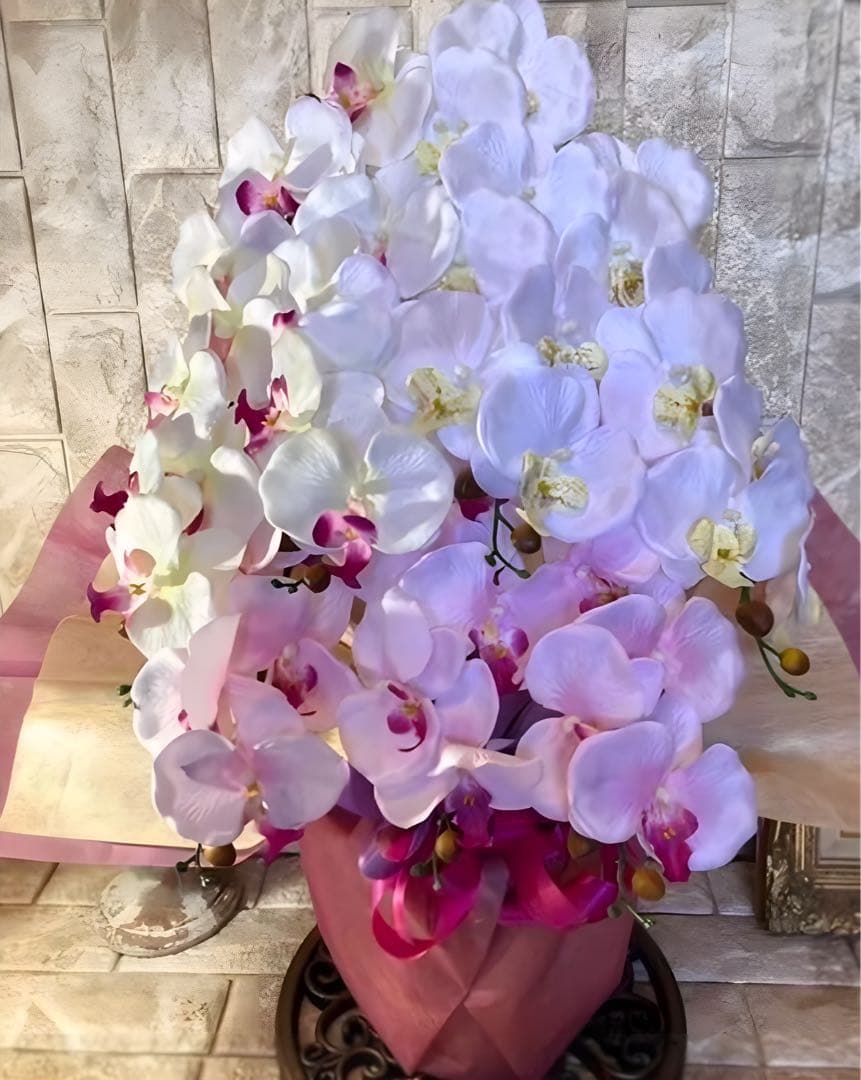 光触媒　人工観葉植物　ウォールグリーン　フェイクグリーン　7本胡蝶蘭6943@@