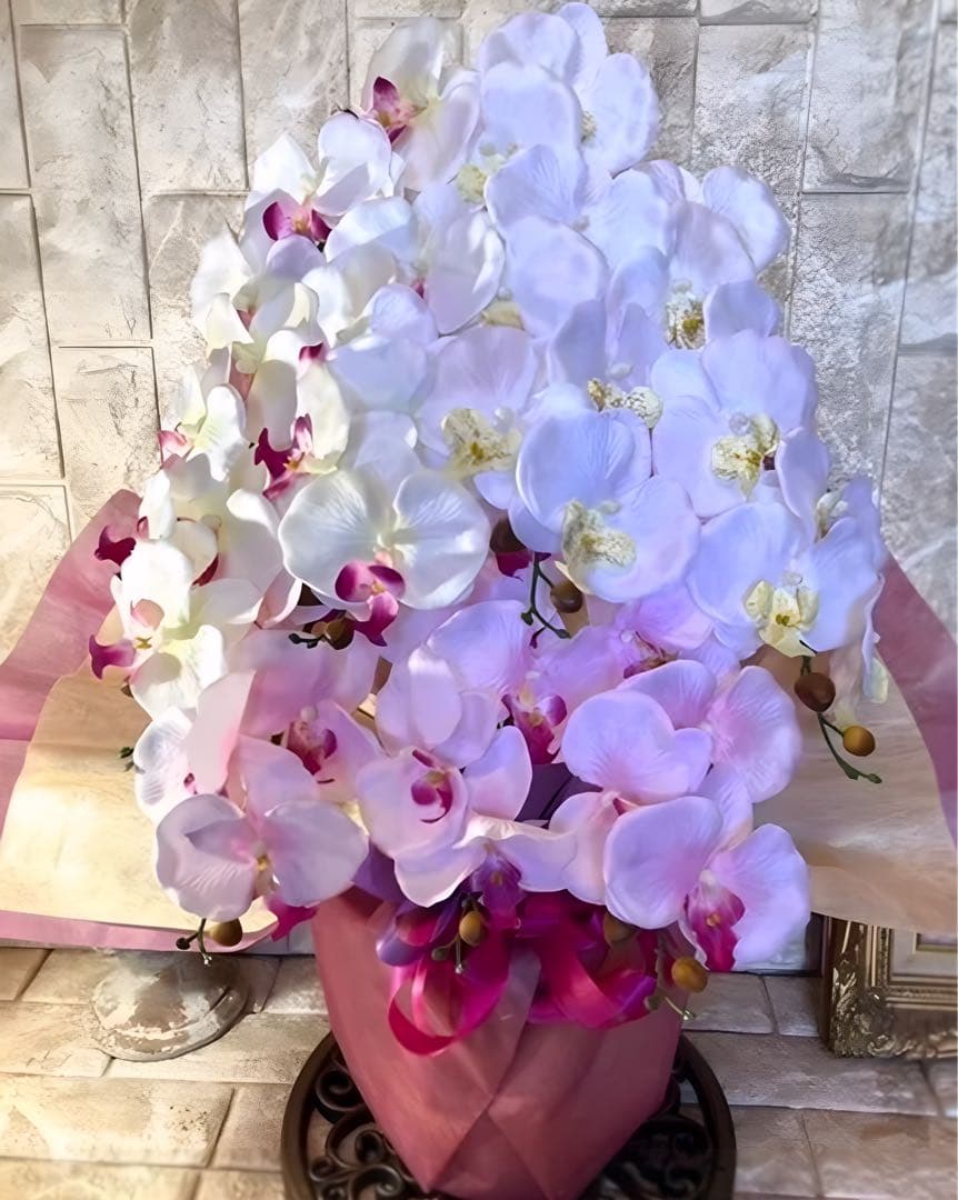 光触媒　人工観葉植物　ウォールグリーン　フェイクグリーン　7本胡蝶蘭6943@@