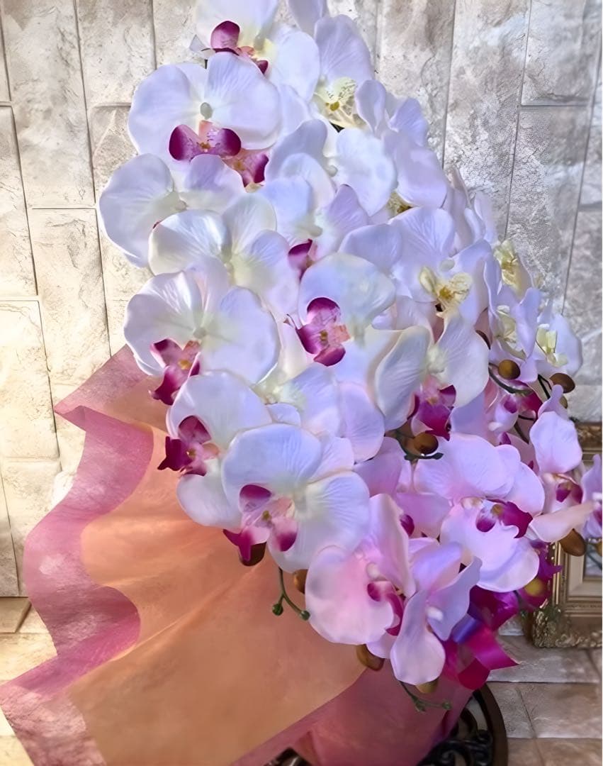 光触媒　人工観葉植物　ウォールグリーン　フェイクグリーン　7本胡蝶蘭6943@@