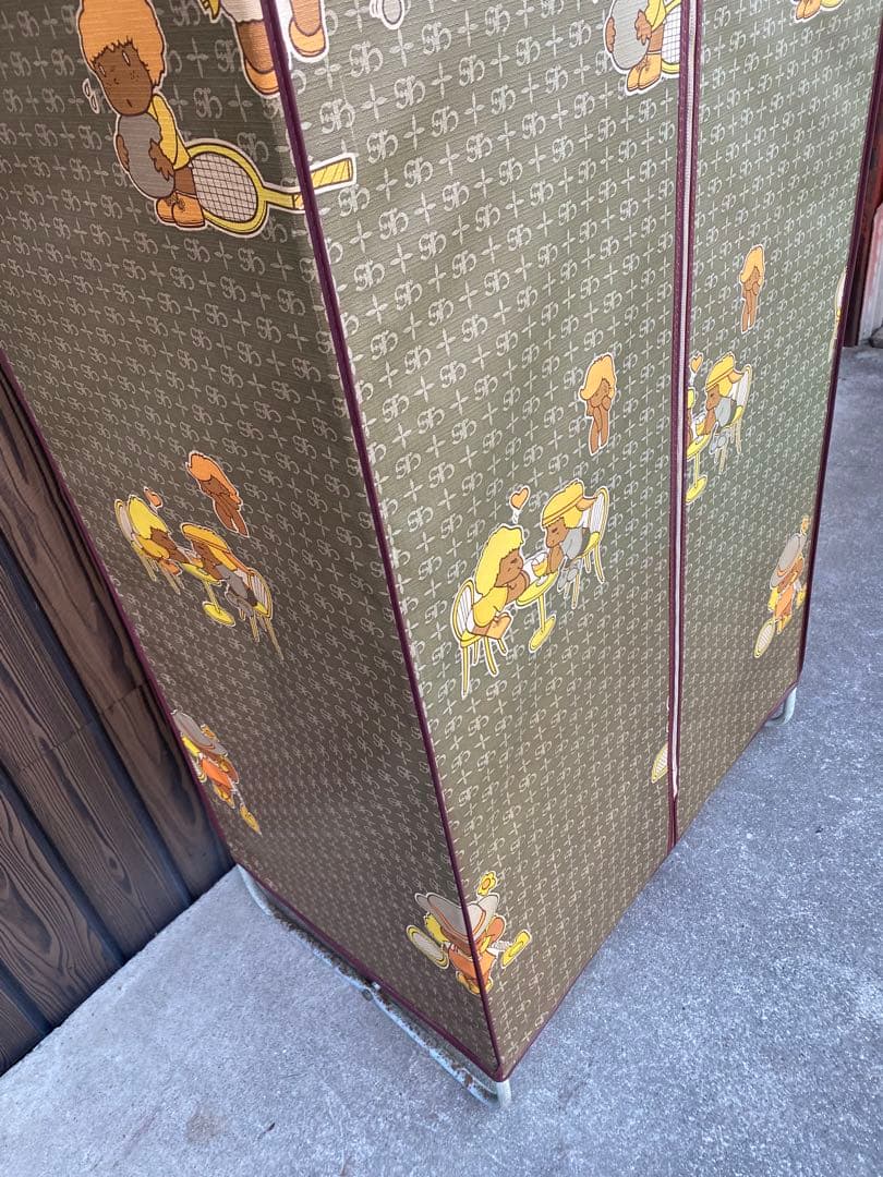 カバー付きワードローブ　レトロ　スチールラック　ビニールクローゼット　ファンシー