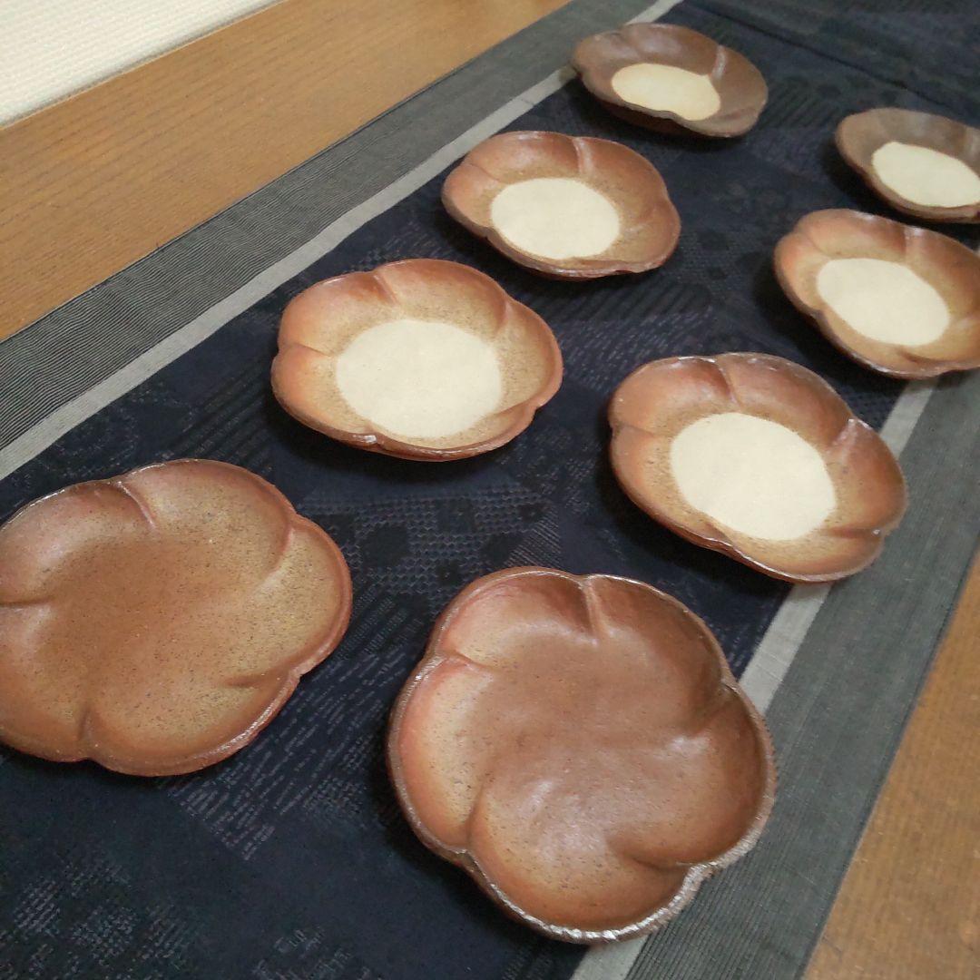 可愛い 梅皿 8枚 備前焼