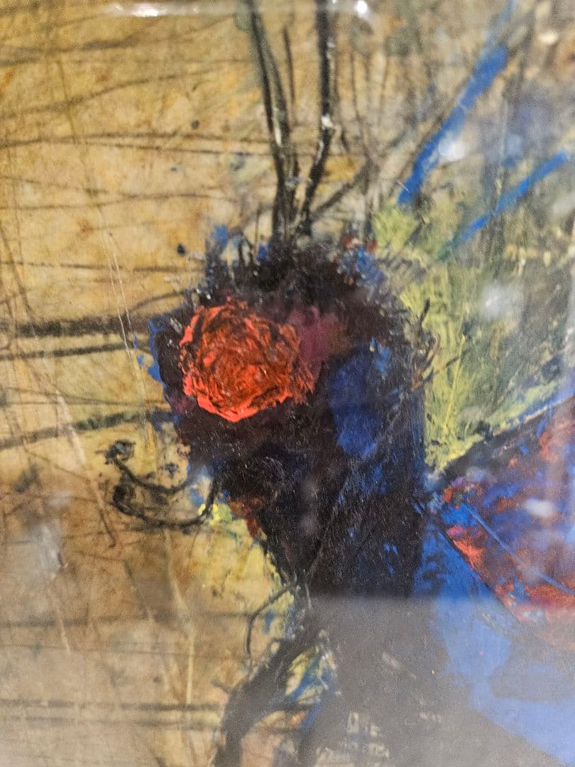 杉原民子ミクストメディア作品『彩』2006 額装 画廊シール kankando