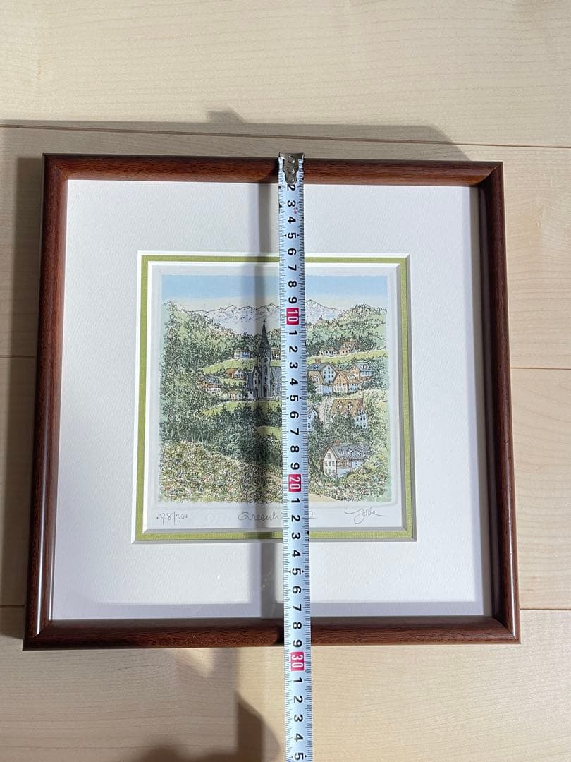 絵画 額縁 版画 織田 義郎 緑の丘(スイス) エッチング 美術品