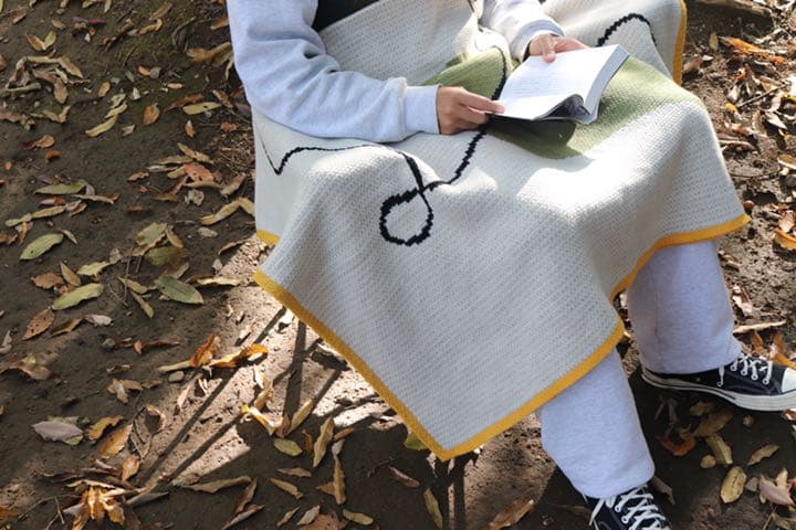 ニット ブランケット 毛布 シンプル ライン 北欧