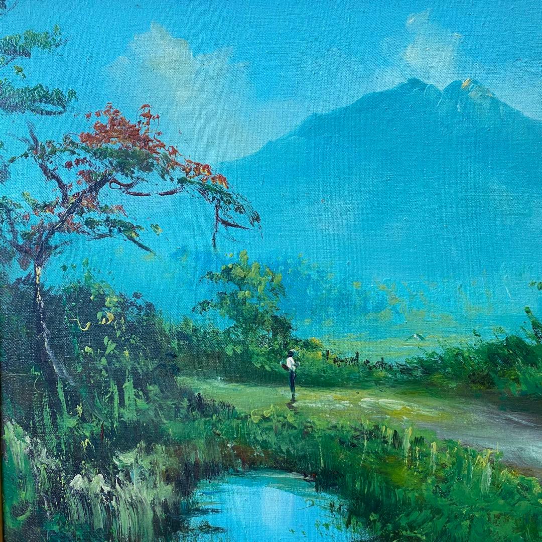 風景画 油絵 金色フレーム付き