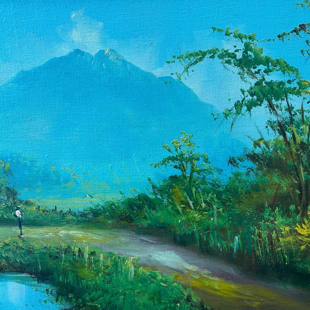 風景画 油絵 金色フレーム付き