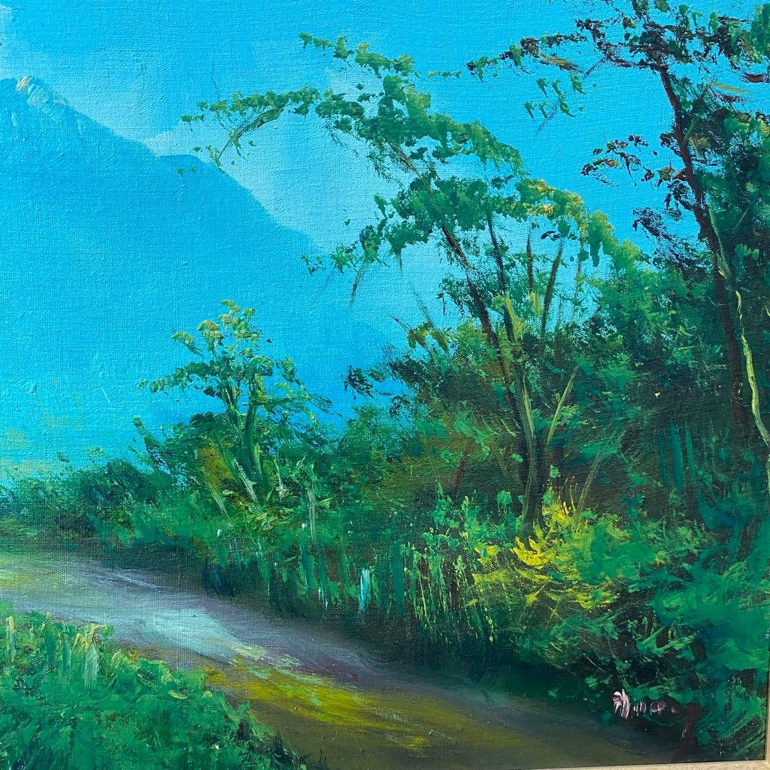 風景画 油絵 金色フレーム付き