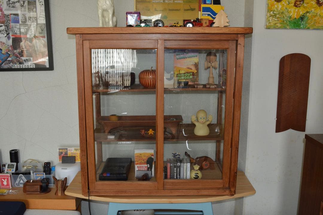 Vintage ガラスショーケース 引き戸 木工 木製 シンプル 和モダン 家具